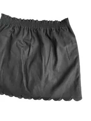 J. Crew Scalloped Side Walk Linen Blend Skirt Women’s Size 12 Black Pull On thumbnail 8