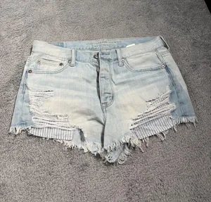 American Eagle vintage hi-rise festival Light Blue Distressed Denim Shorts 8 thumbnail 1
