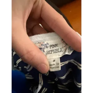 Pink Republic Striped Ringer Tee Navy Blue Yellow Size Small S thumbnail 3