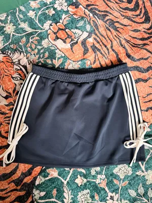 Cute Black & White Striped Side Tie Skirt Athletic Tennis Sport Skirt Size L thumbnail 3