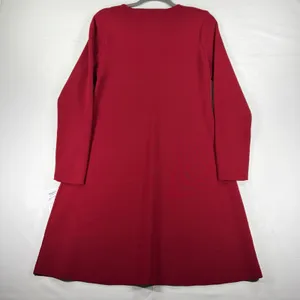 London Times Deep Red Rhinestone Floral Knit A-Line Dress Long Sleeve Large NEW thumbnail 5