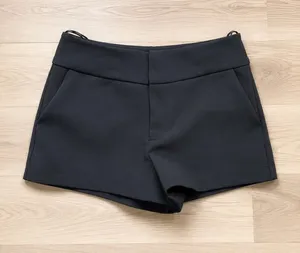 Zara Women's Tailored High-Waisted Mini Shorts in Black Gray small thumbnail 1