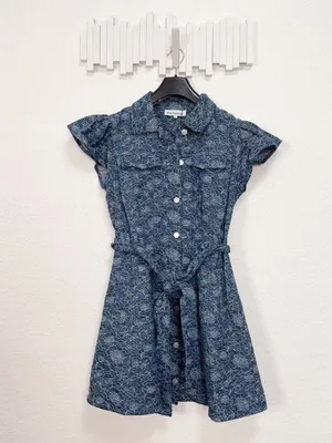 En Saison Eliana Floral Denim Cotton Mini Dress $150 Size Small thumbnail 5