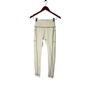 SET Active Courtside Volley Leggings in a cream green stitching sz S thumbnail 2