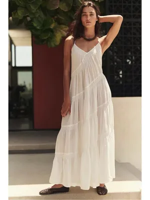 Free People Bohemian Ethereal Billowy Horizon Coast Maxi Dress White XL NWT thumbnail 3