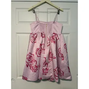 Maeve Anthropologie Baby Doll Pink Satin Floral Dress Spring Summer thumbnail 3