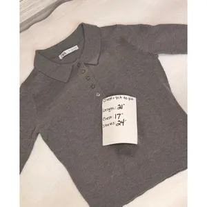 Zara Gray Marl Knit Wool Blend Polo Sweater S Long Sleeve Collared Lightweight thumbnail 5