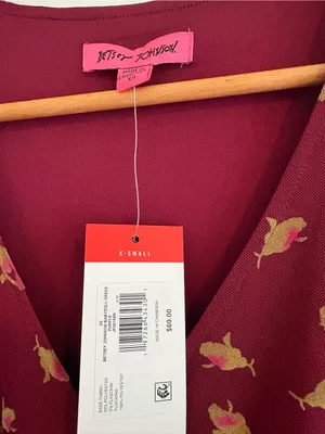Betsey Johnson Burgundy Floral Long-Sleeve Mini Dress thumbnail 6