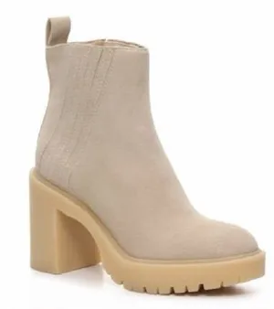 Dolce Vita Taupe Suede Platform Chelsea Heeled Boot thumbnail 1