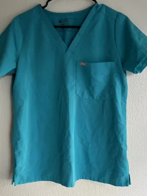 FIGS Catarina Women’s Sz S Scrub Top Teal Blue Technical Collection One Pocket thumbnail 10