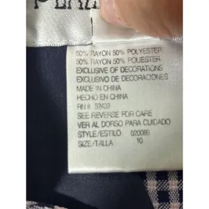 VTG PLAZA SOUTH Women's Gingham Dress Grandma Cottagecore Dress Navy/White SZ 10 thumbnail 4