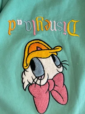 Disneyland Resort Daisy Duck Embroidered Mint Green Crewneck Sweatshirt Medium thumbnail 4