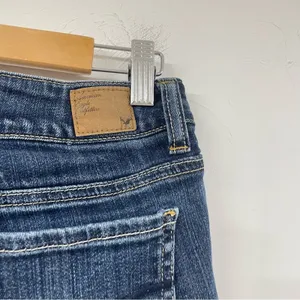 American Eagle Rolled Hem Shorty Jean Shorts Womens 8 Blue Denim Stretch Zip Fly thumbnail 7