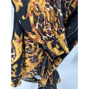 Love Highlight Women Baroque Leopard Print Mini Shirt Dress Black Gold Sz M thumbnail 6