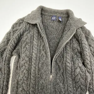 GAP Wool Cable Knit Cardigan Vintage Gray Y2K Dark Cottagecore thumbnail 4