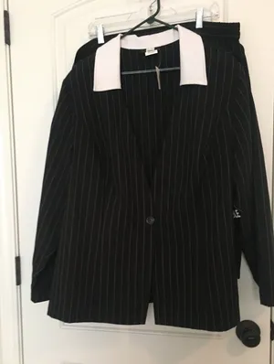 Studio 1940 Women's Pinstripe 2 Piece Blazer Jacket & Skirt Set Size 26W thumbnail 1