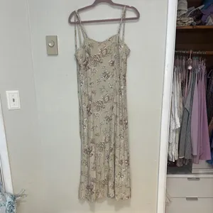 Vintage Next Left 90s Floral Beige Maxi Dress Chic Whimsygoth Fairy thumbnail 2