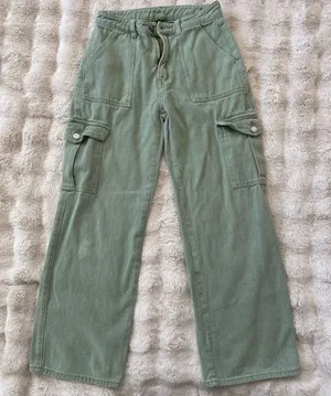 Cider Green Cargo Jeans Womens Size S Alessia Wide Leg High Rise Solid Utility thumbnail 1