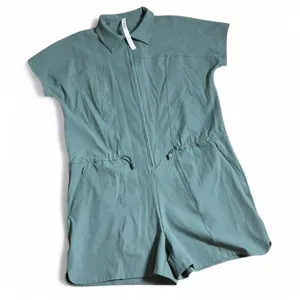 Lululemon Stretch Rib Pocketed Romper Womens 6 LW1CSYS Gorpcore Zip Drawstring thumbnail 1