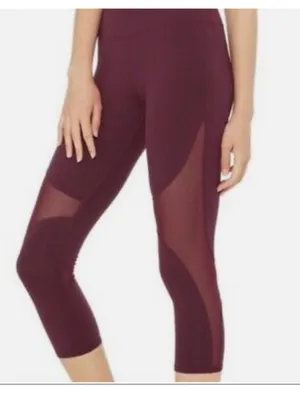 Alo Yoga Burgundy High Waist Mesh Panel Crop Leggings W5475R Size Small thumbnail 12