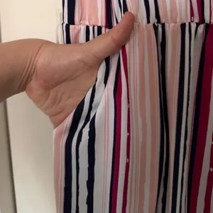 New Directions sz XL Striped Tie Sleeve Wide Leg Jumpsuit Romper Comfy Stretchy thumbnail 3