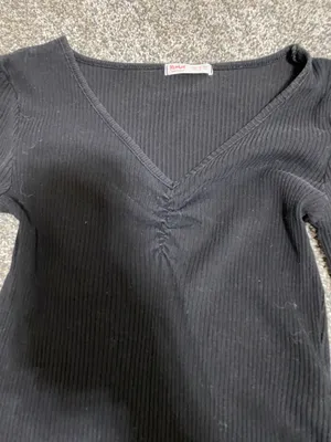 ROMWE Black Asymmetrical Long Sleeve Bodysuit thumbnail 4