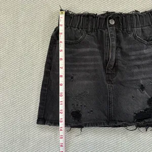 Vervet Black Distressed Ripped Grunge Denim Cotton Mini Jean Skirt Sz Xs thumbnail 4