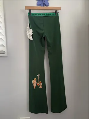 Boys Lie Small NEW Kindling V2 Pants Green Bootcut Lounge Comfy Angels Coquette thumbnail 6