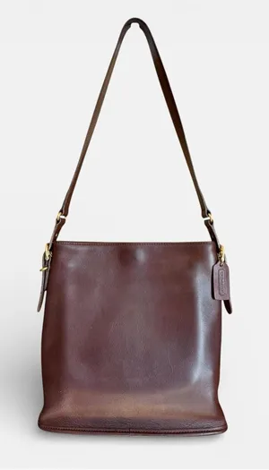 Coach Vintage Equestrian Slim Bucket Bag Mahogany Brown Leather Crossbody 9806 thumbnail 1