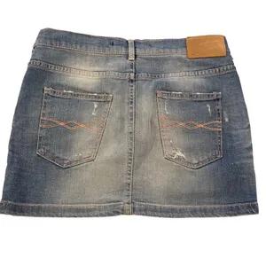 Zara Woman Distressed Denim Mini‎ Skirt Blue Button Fly Casual Festivals Size 38 thumbnail 3