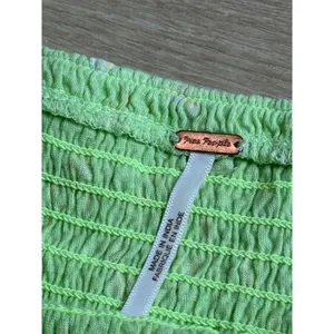 EUC Free‎ People Marigold Tee Top Womens in Key Lime Combo Smocked Crop size M thumbnail 3