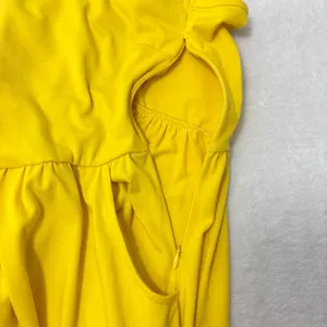 Yathon Yellow Ruched Front Midi‎ Sundress with Spaghetti Straps Size L thumbnail 8