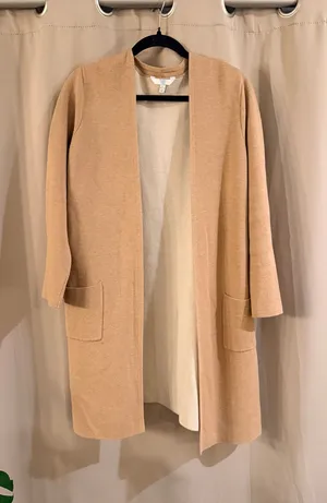 Time & Tru Lightweight Camel Open-Front Women's Sweater Cardigan thumbnail 1