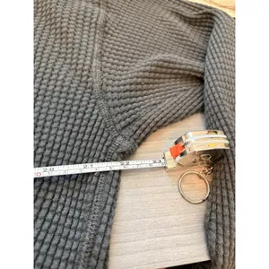 Aerie Gray Waffle-Knit Henley V-Neck Long Sleeve Pullover Cotton Sweater Top XL thumbnail 5