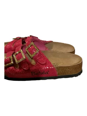 Betula by Birkenstock Hot Pink Snakeskin 3-Strap Rhinestone Sandals Size 7 thumbnail 4