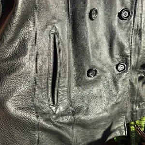 Jacqueline Ferrar Genuine Leather Black Double Breasted Butter Soft Jacket XL thumbnail 3