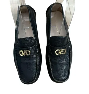 Cole Haan Shelby II Tumbled Leather driving Loafers Gold CH Logo Size 5.5 Black thumbnail 3