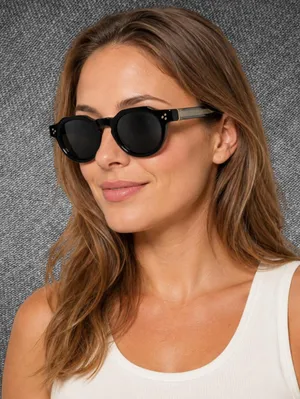 Black Round Sunglasses Gold Rivet Retro Style - Unbranded thumbnail 3