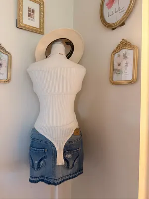 Free People Ribbed Off-Shoulder Bodysuit in Cream thumbnail 3