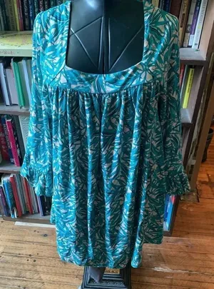 ASOS palm leaf coconut girl 10 knit beachy babydoll dress thumbnail 1