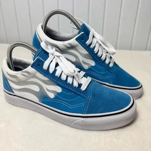Vans Suede Old skool flame shoes flat Mediterranian‎ Blue Size M 6.5 / W 8 thumbnail 11