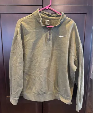 Nike Olive Green 1/4 zip Sweatshirt thumbnail 1