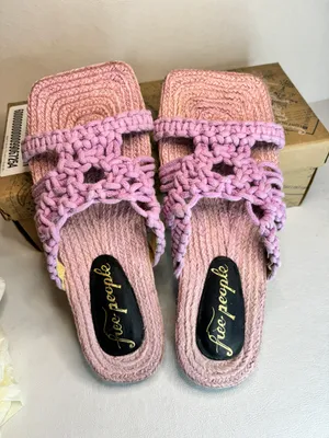Free People Sandri Macrame Sandals Lavander casual classic summer beach vacation thumbnail 6