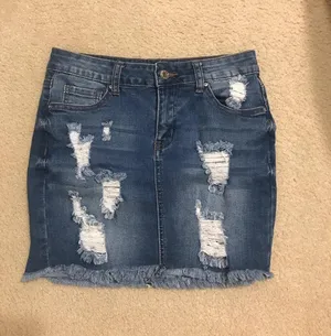Wax Jean Los Angeles Ripped Denim Skirt thumbnail 2