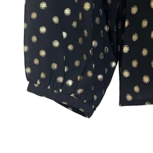 Yumi‎ Kim Black Gold Polka Dot Lexington Top High Ruched Neck Long Sleeve Office thumbnail 5