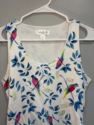Motherhood Maternity Floral Bird Dress sleeveless S Bodycon Ruched Sundress thumbnail 3