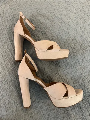Jessica Simpson Blush Suede Cross-Strap Ankle Strap Heels thumbnail 3