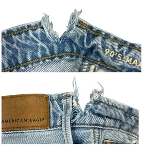 American Eagle 90s Maxi Skirt 4 Light Wash Distressed Denim Slit Grunge READ!‎ thumbnail 7