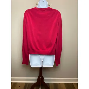 Madewell Pink Cotton Button‑Front Cardigan Crew Neck Womens Size XL thumbnail 4