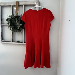 Amanda Uprichard Hudson Dress Lipstick Red Fit And Flare Flouncy‎ Hem Size M thumbnail 4